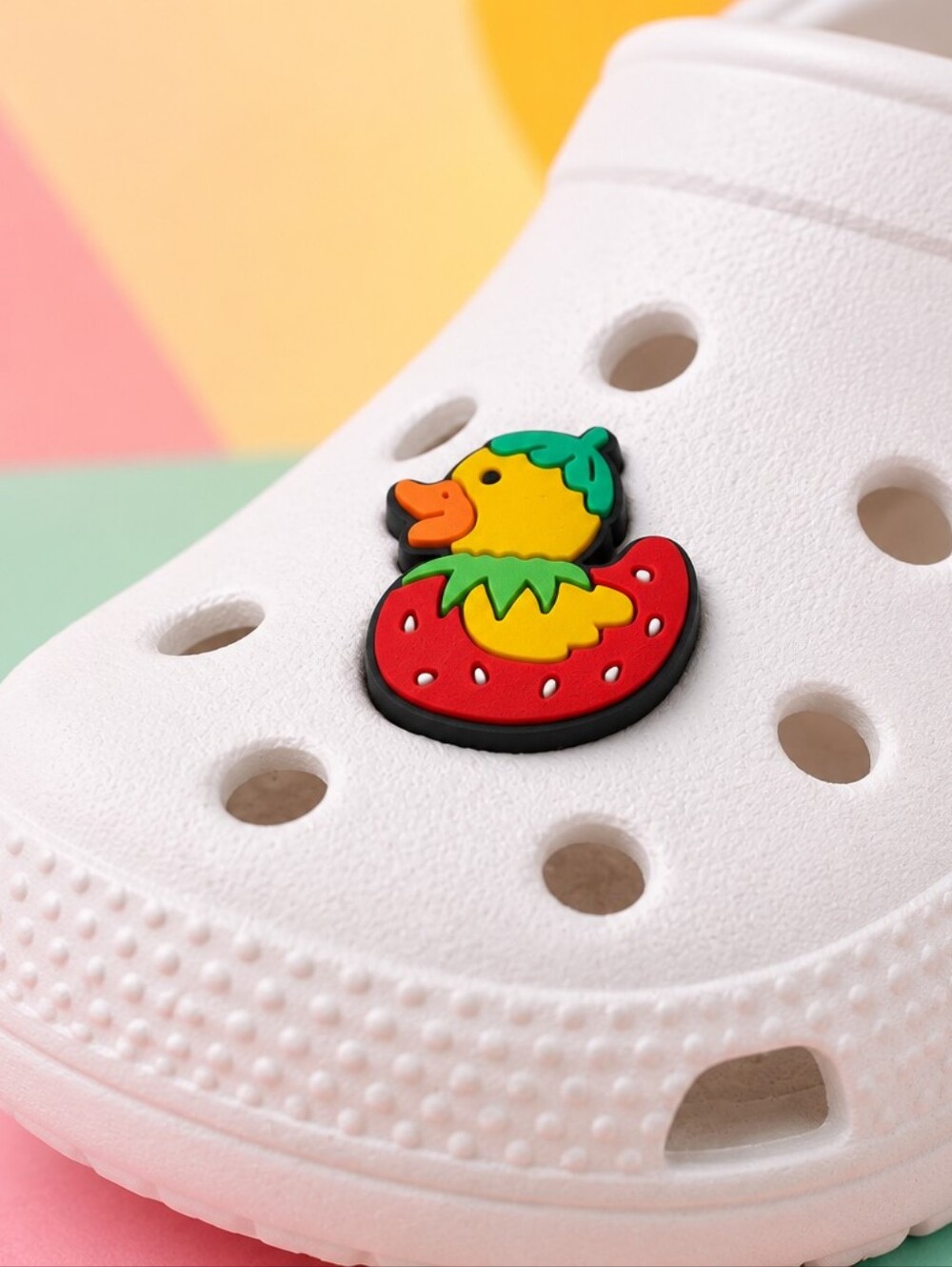 Yellow Duck Croc Shoe Charm Red Strawberry Fruit Cute Garden Glow Jibbitz Style
